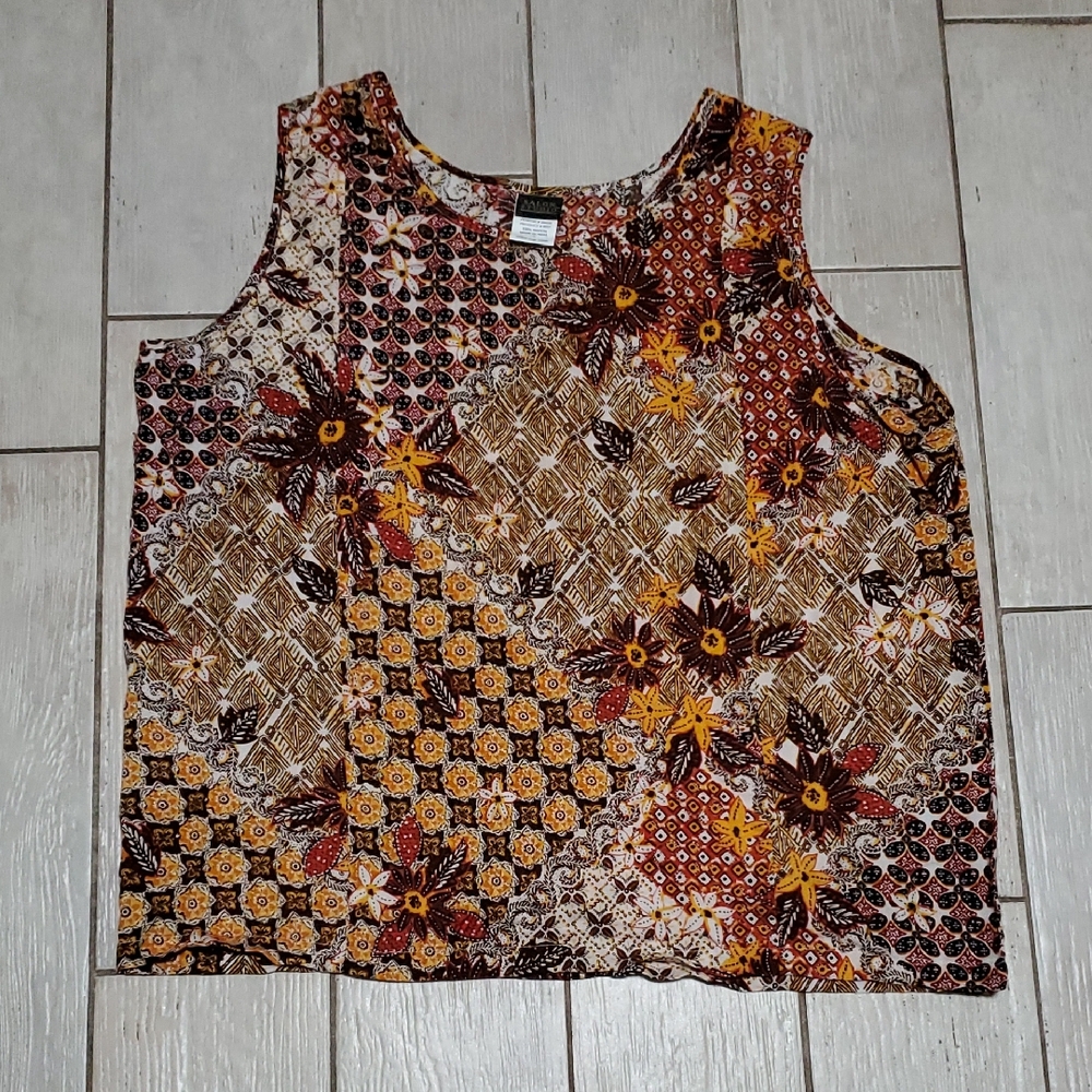 Salon Studio Women's L Floral Patchwork Sleeveless Top